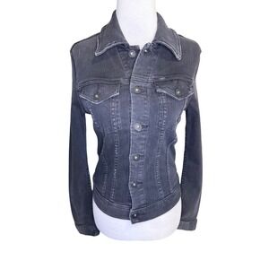 AG Adriano Goldschmied Robyn Denim Jacket Sprint Faded Black Slim Fit Small